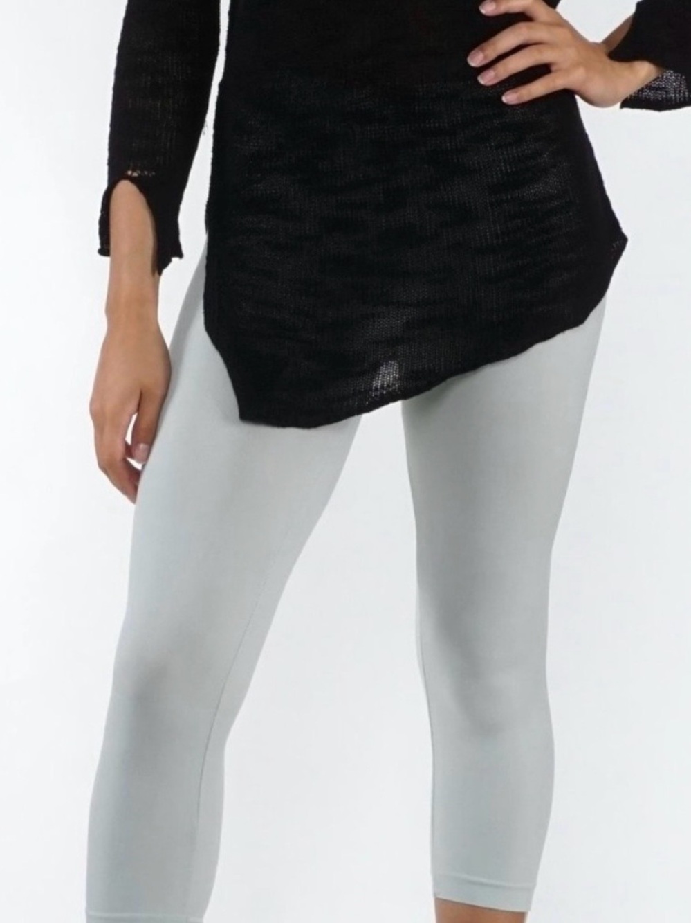 ITZON Light Gray Capri Leggings Lightweight Buttery Soft High Waist OS S/M NIP